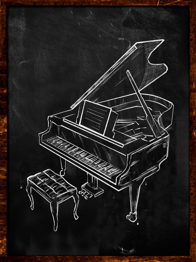 grand piano drawing blackboard music 1379 521